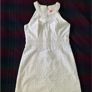 Lilly Pulitzer Ashlyn Dress Resort White Striped Eyelet Size 0